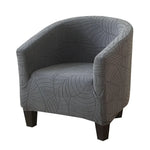 housse fauteuil moderne feuilles stylisées beige gris bleu clair polyestère lavable machine Jacquard fixations