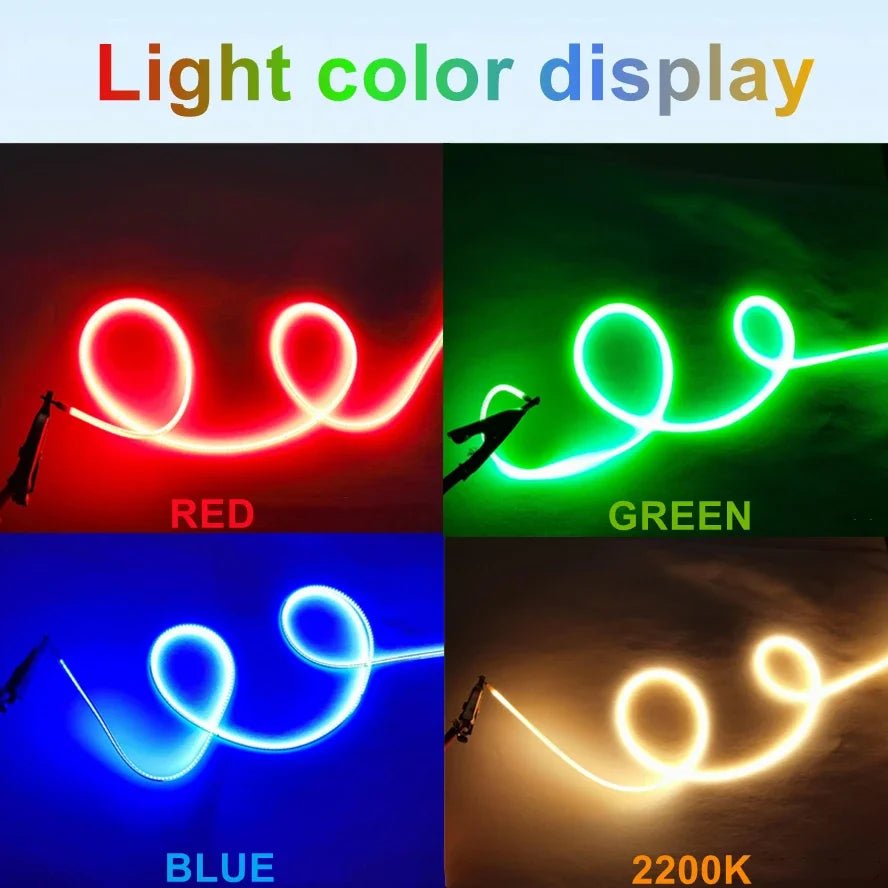 filament flexible néon led couleur rouge vert bleu blanc chaud clips fixation