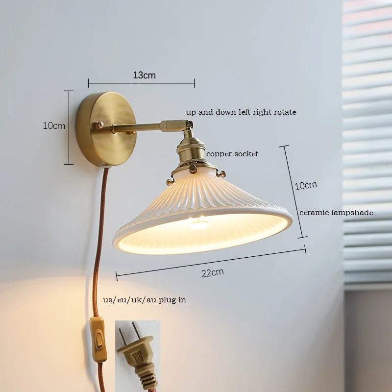 lampe murale or classique interrupteur câble cuisine chambre coucher salle manger led striée