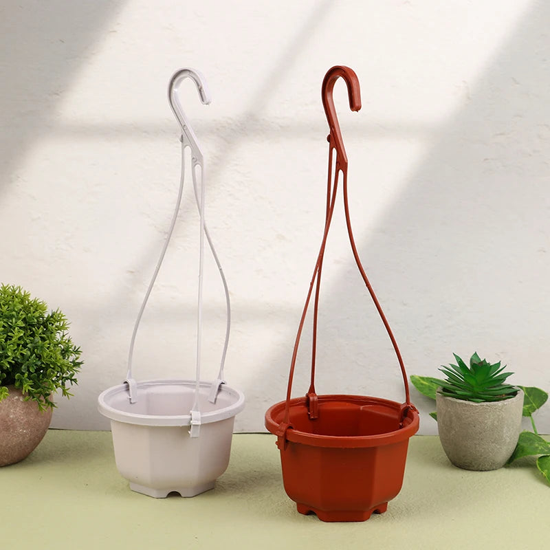 pots suspendus rouge blanc moderne crochet plastique jardin balcon orchidée