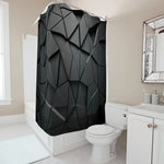 rideau douche géométrique moderne motif polygone noir gris abstrait opaque contemporain tringle métal