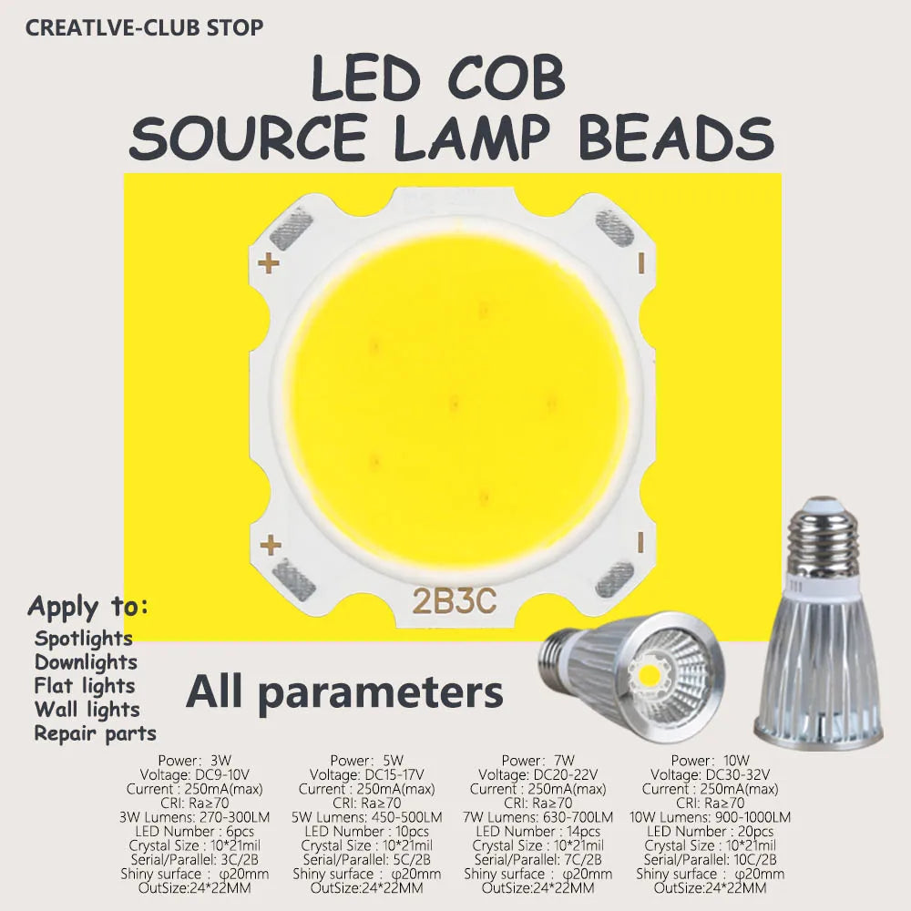 ampoules led cob 10w 3w 5w 7w blanc neutre froid capsules led 24mm 22mm