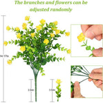 bouquets fleurs artificielles jaune violet vert feuilles modernes extérieur mariage piques tiges flexibles