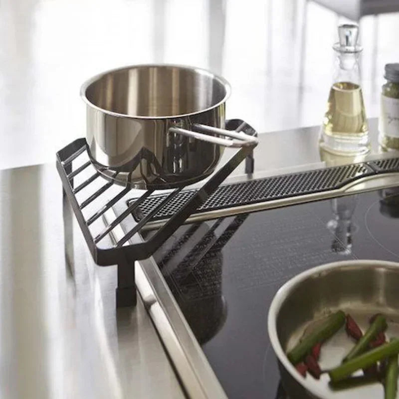 support cuisine noir moderne grille maille régulière pieds