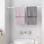 tringle télescopique extensible blanc moderne rideau serviettes carreaux floral minimaliste douche