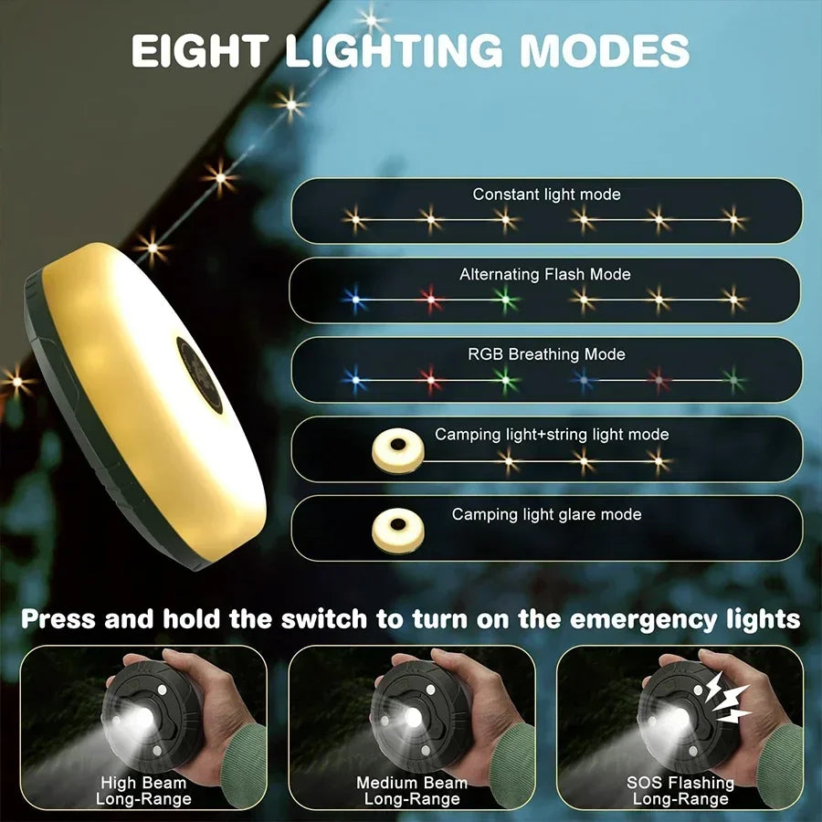 guirlande lumineuse extérieure imperméable 10m 5m rgb rechargeable noel camping