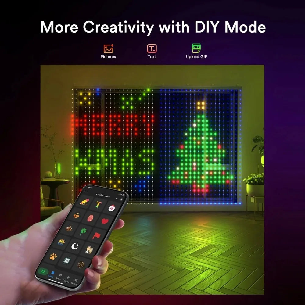 rideau lumineux led multicolore pixel art noel clips g4 application mobile dynamique
