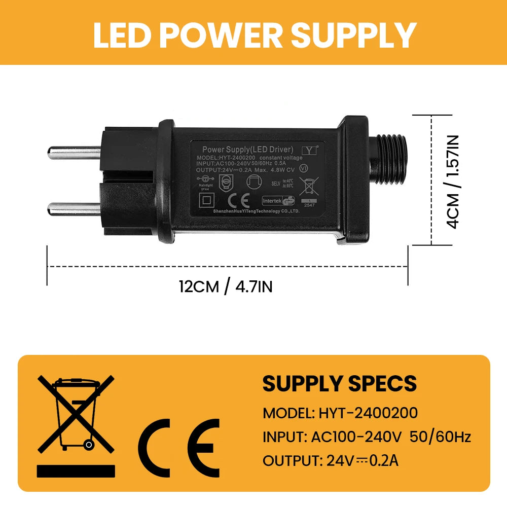 guirlande lumineuse 24v led ip44 modes télécommande étapes réglage timer 8h