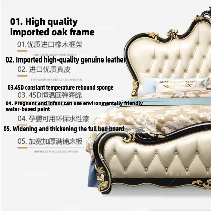lit double bois classique beige doré tête lit tuftée chambre