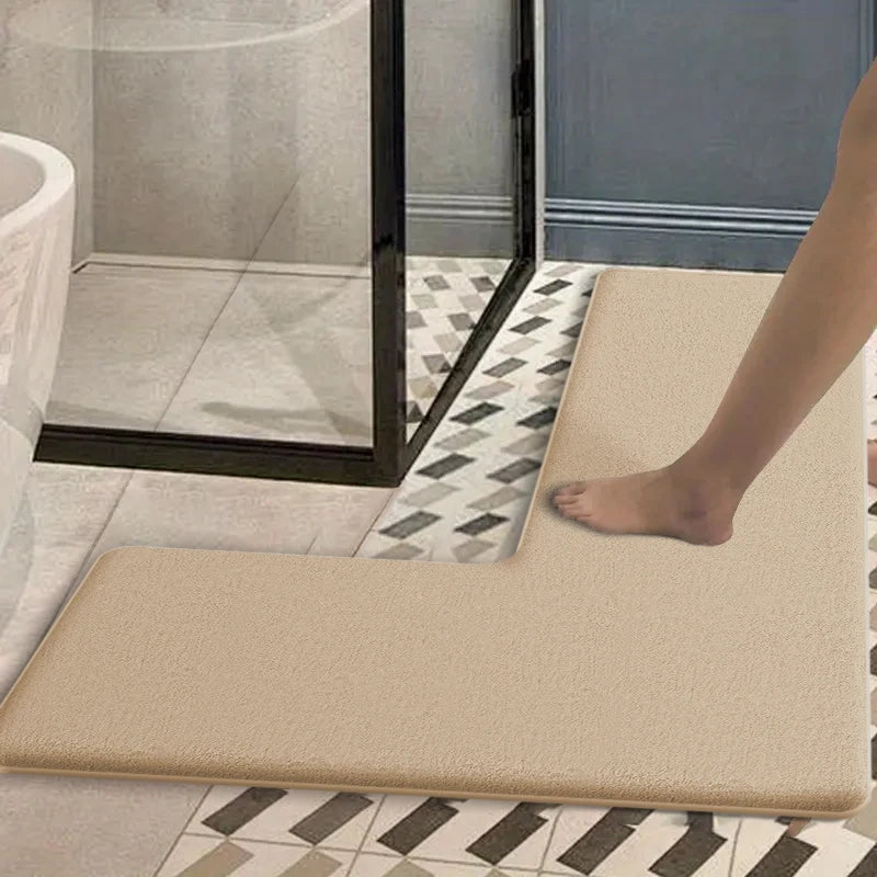 tapis bain gris moderne antidérapant points noirs fond blanc doublure moelleuse 120x80cm 150x80cm