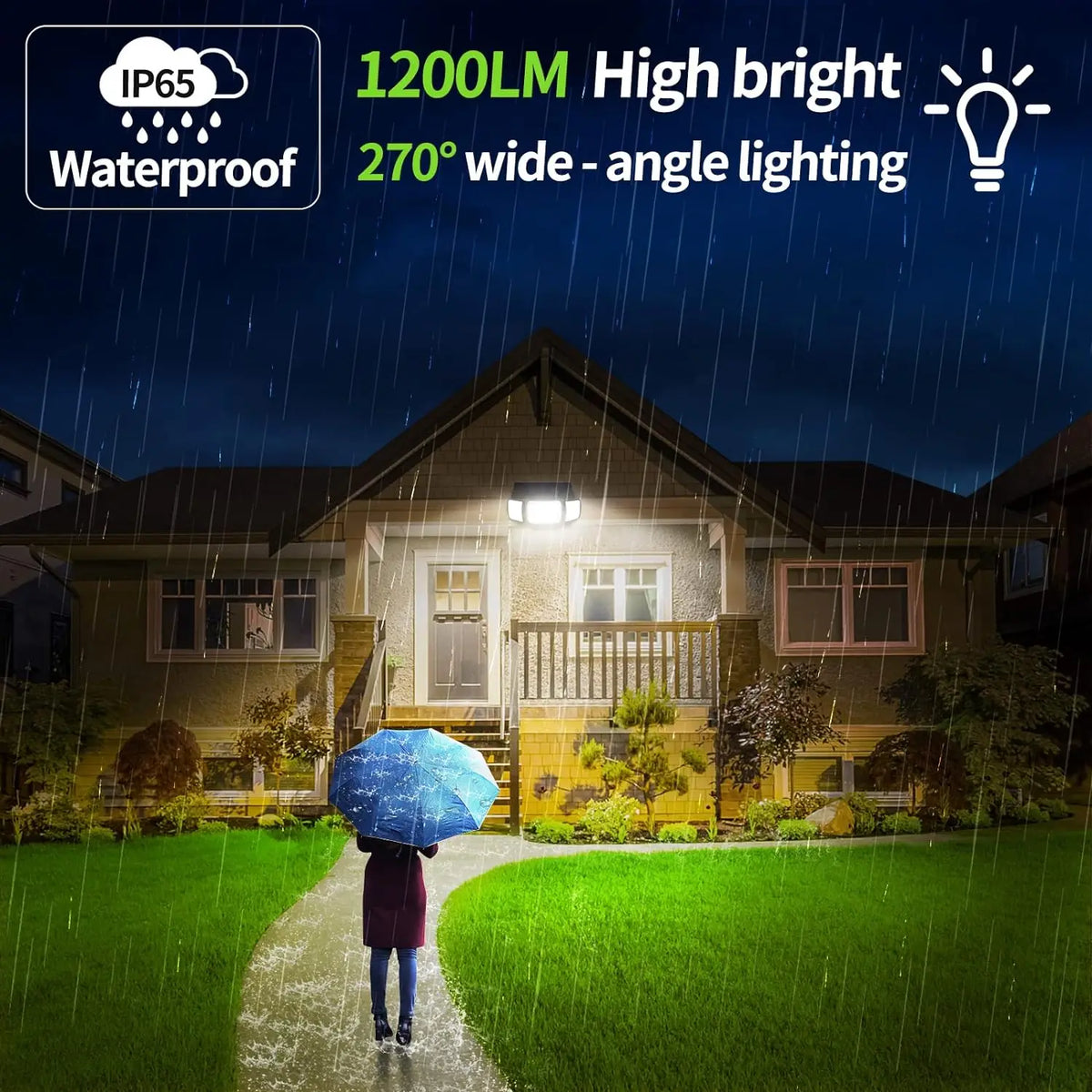 lampe solaire moderne 1200 lumens ip65 deux capteurs mouvement 270 angle lumière 25ft portée