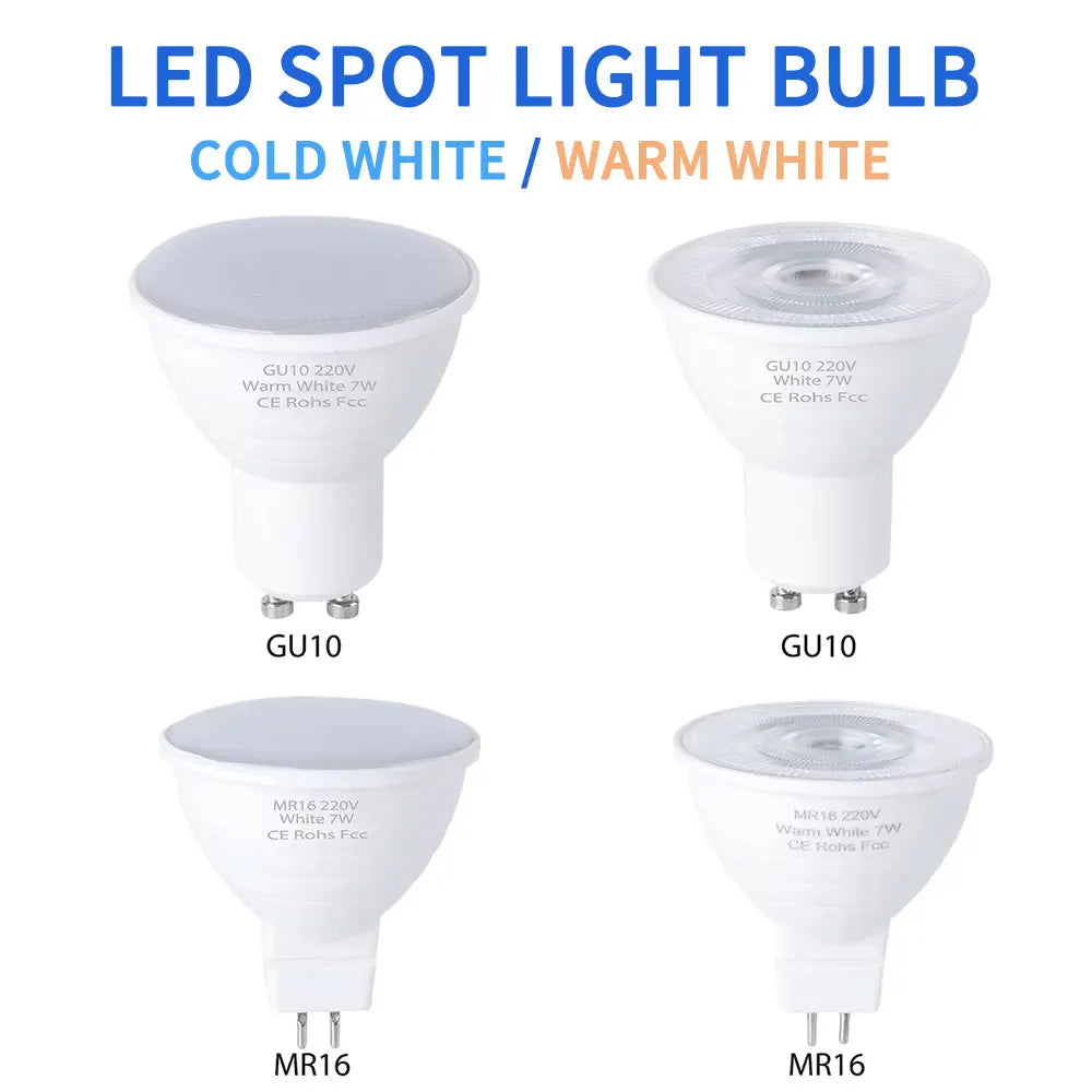 ampoule led 5w 7w blanc froid chaud gu10 mr16 moderne salon chambre vis