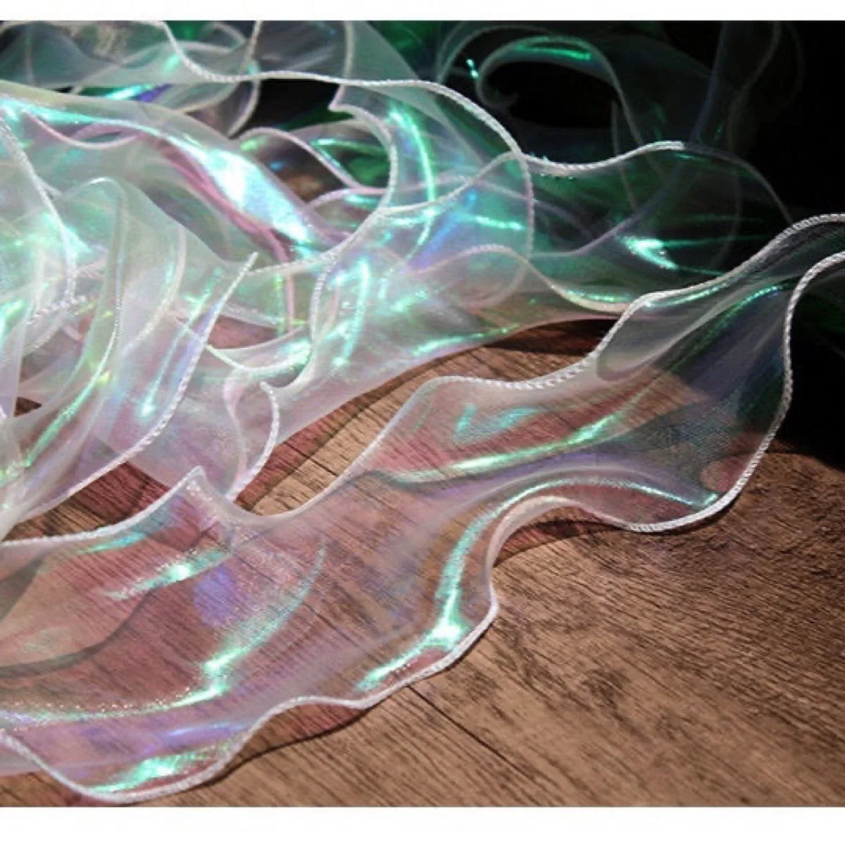 ruban organza polyester nylon 10m transparent vert rose rayures brillant semi transparent moderne élégant