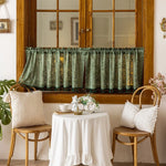 rideau semi transparent polyester broderie végétale tassel beige vert classique