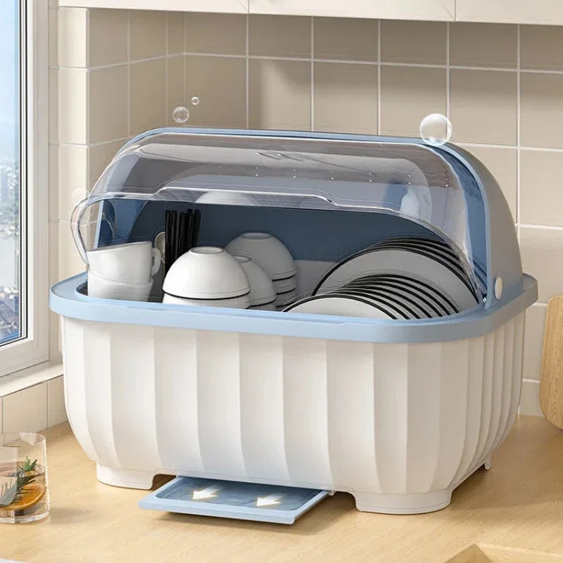 égouttoir vaisselle moderne grille drainage blanc bleu clair plissé imperméable métal bambou