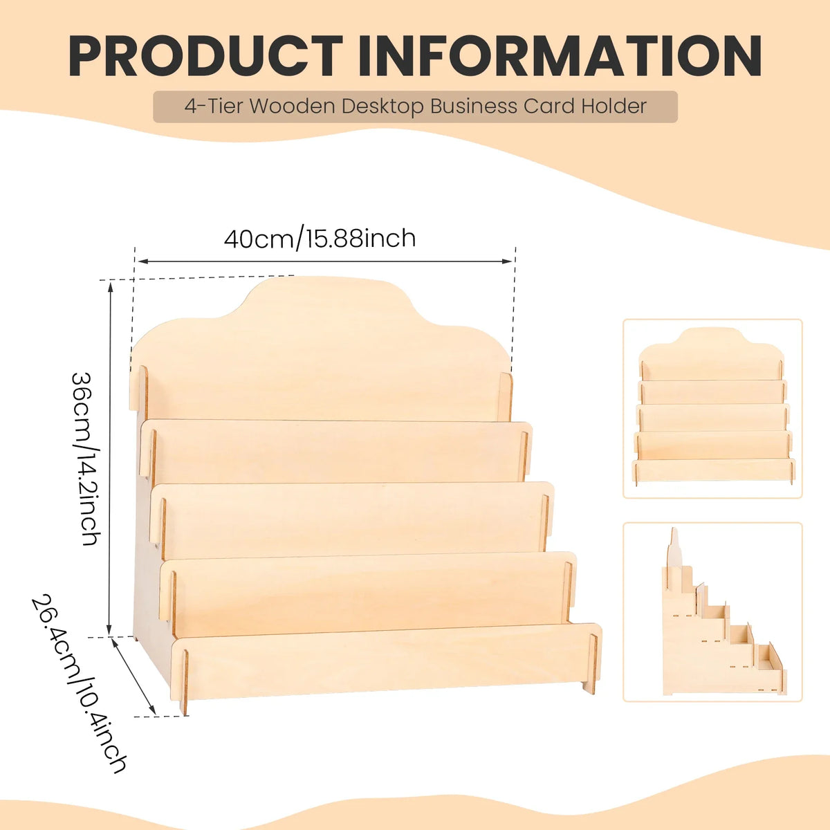 présentoir bois quatre niveaux moderne support cartes visite brochures salons artisanat retail echangiste écologique