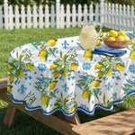 nappe table méditerranéenne motifs floraux citrons ronde rectangulaire printemps été mariage décoration provençale assiettes