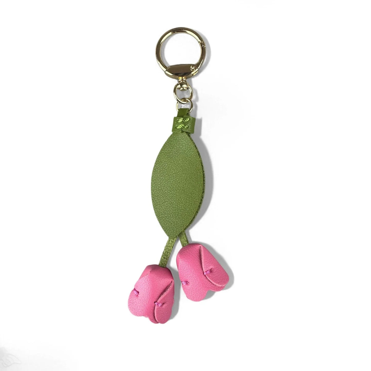 porte clés décoration florale tulipes feuilles vert jaune rose rouge bleu gris violet anneaux