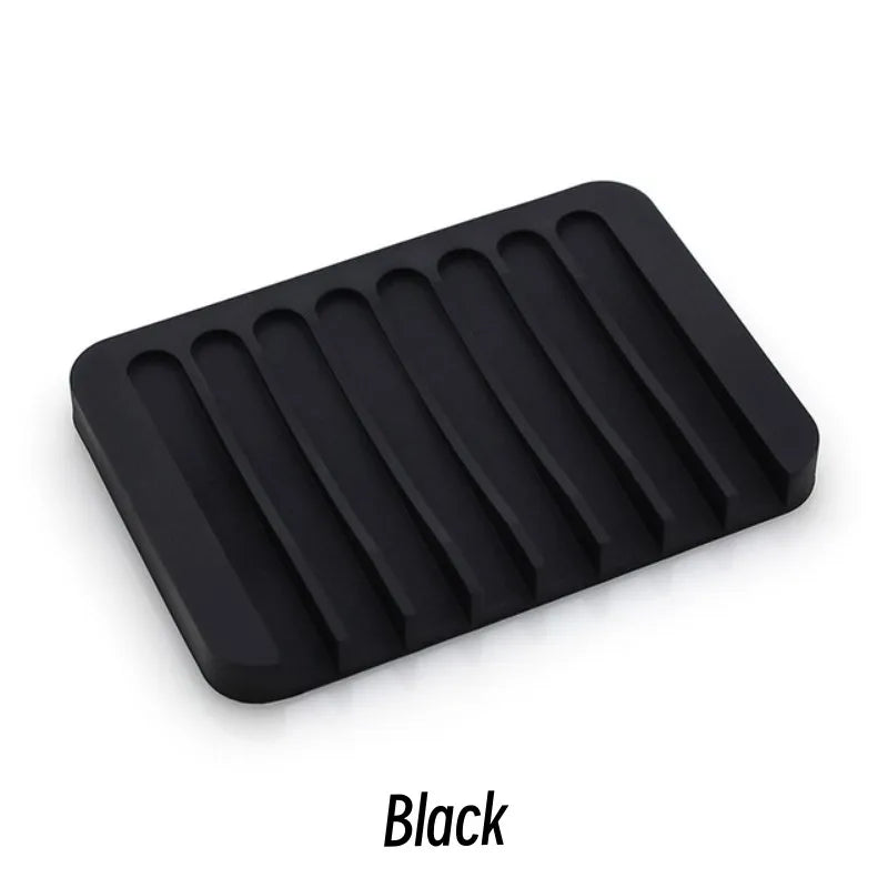 support savon silicone rayures horizontales gris rose blanc moderne comptoir salle bains