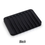 support savon silicone rayures horizontales gris rose blanc moderne comptoir salle bains