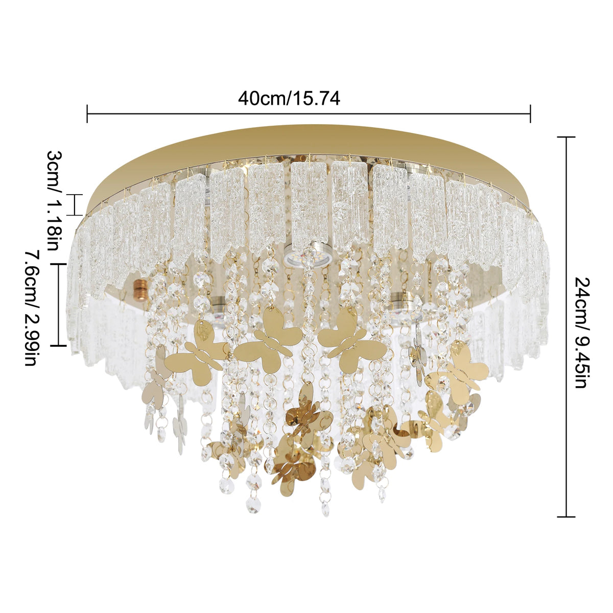 lustre moderne doré cristal papillons transparent led salon chambre éclairage contemporain facile