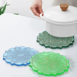 sous verres silicone motif floral moderne vert bleu orange 20.4 cm decoration bricolage
