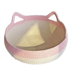 lit chat tissé main rose clair beige coussin amovible moderne