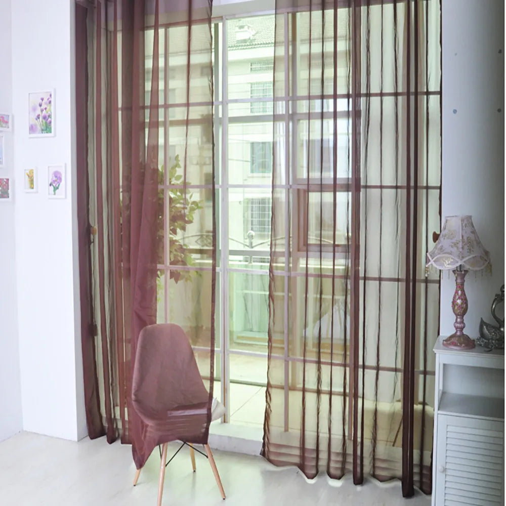 rideaux voile transparents décoratifs noir bleu rose rouge maison bord étroit