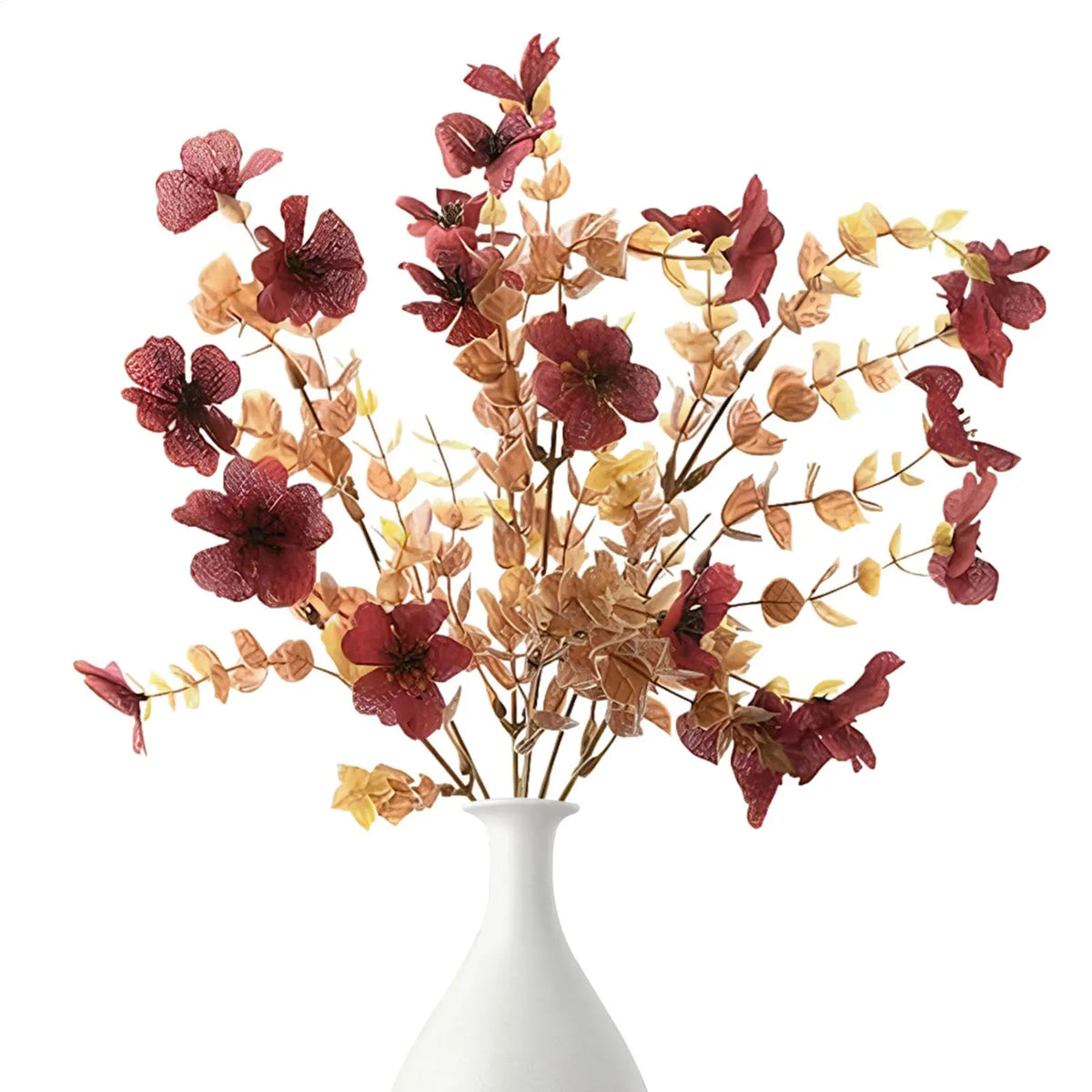 décoration extérieure anniversaire fleurs artificielles vases pots modernes rouges orangées jaunes