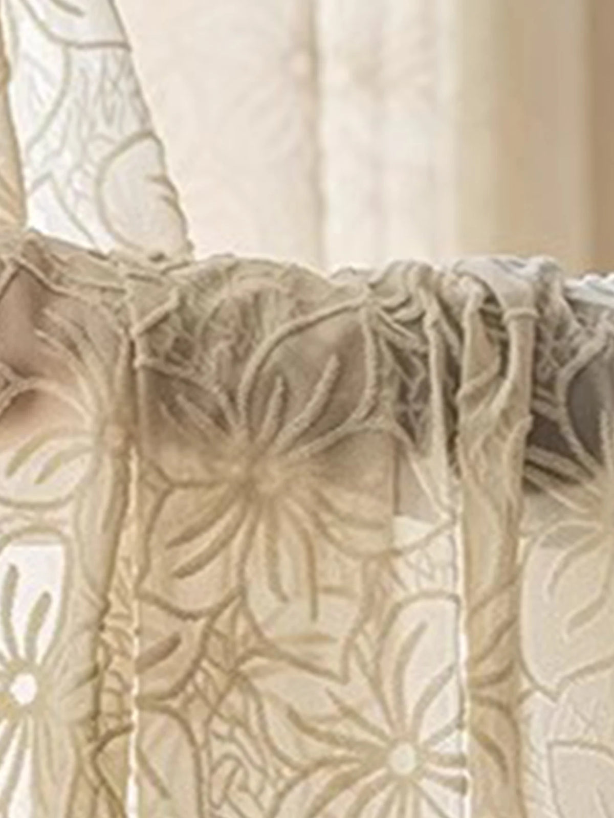 rideau moderne fleurs transparent beige clair décoration polyester extérieure fenêtre plate