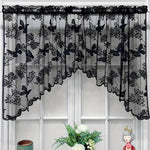 rideau noir blanc rose violet papillons fleurs transparent broderie oeilletsextérieur