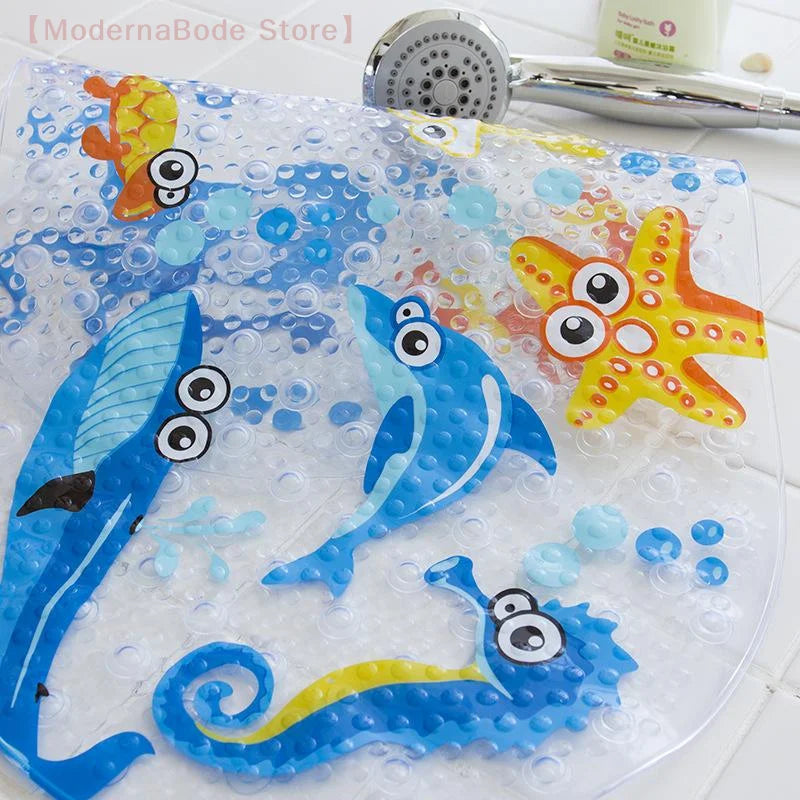 tapis bain antidérapant pvc animaux marins bulles savon couleur enfant transparent