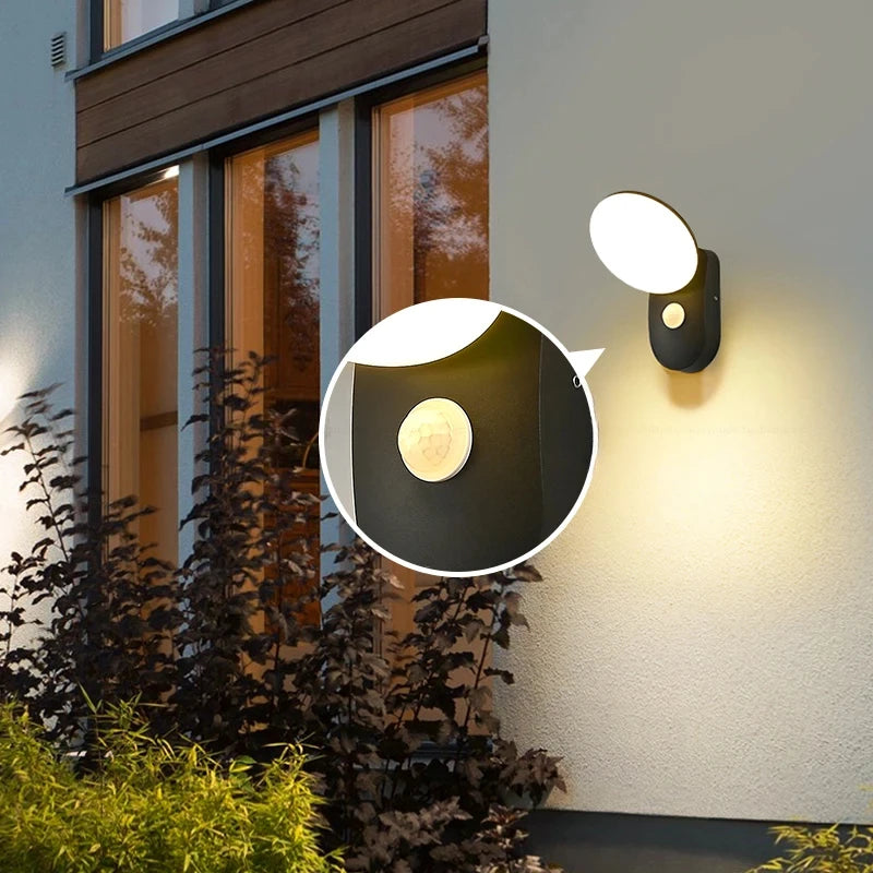 applique murale moderne noir blanc mat éclairage maison interrupteur capteur mouvement ip65