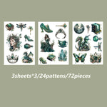 autocollants adhésifs naturels fantastiques feuilles papillon livre dragon blanc vert noirs artisanat scrapbooking
