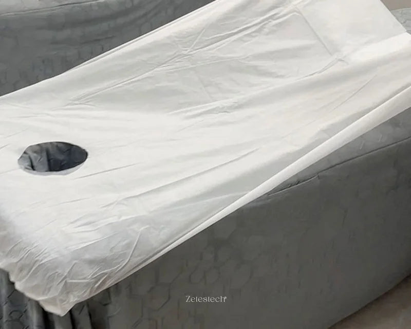 draps massage jetables blancs perforés élastiques respirants serviette incluse pack 20pcs
