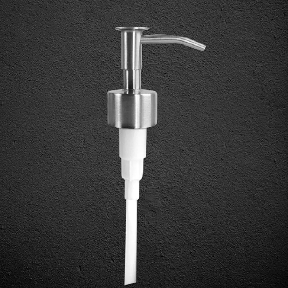 distributeur savon liquide argenté moderne sans fil sans cable lisse opaque bouton poussoir tube