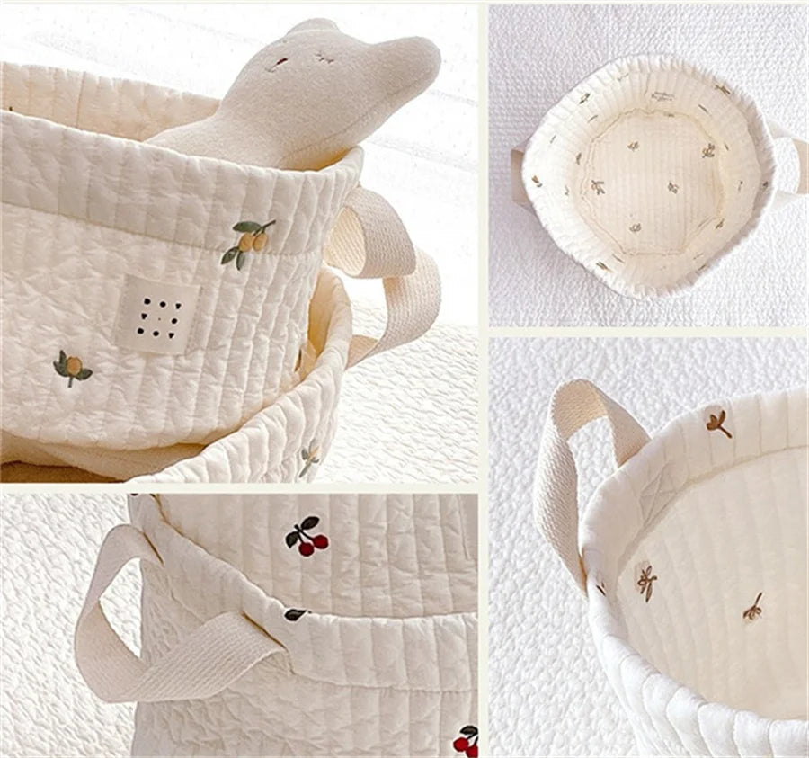 panier rangement enfantin ours mignon quilté sac stockage jouets écologique poignées amovibles