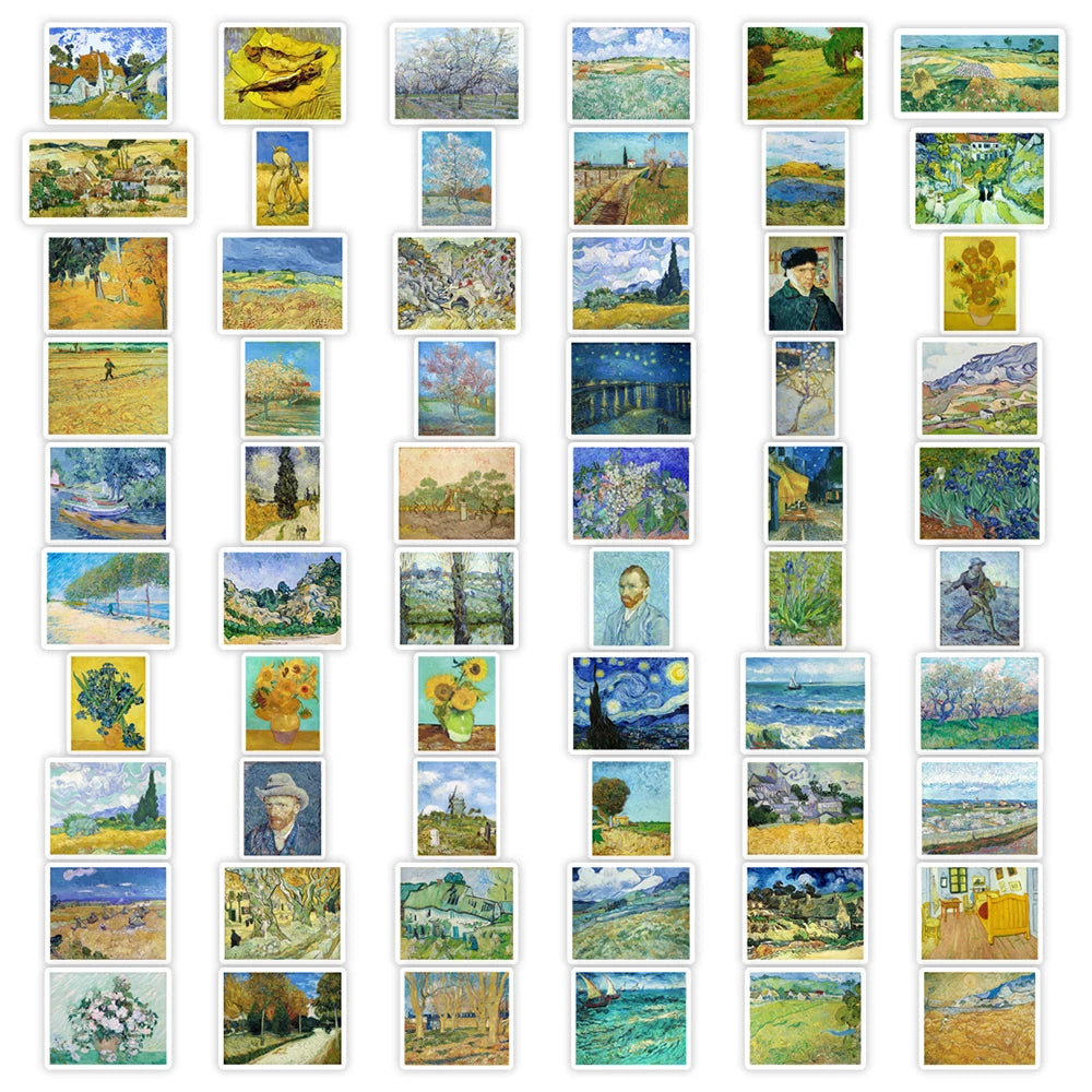 autocollants art impressionnistes adhésifs vinyle pvc multicolores bleu vert jaune opaques adultes adolescents DIY