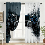 rideau moderne manette jeu gris noir blanc motif abstrait translucide polyester chambre jeu