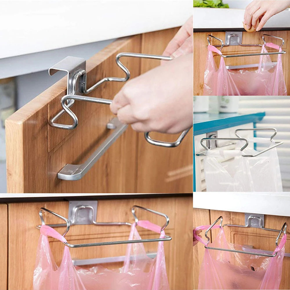 support sac poubelle suspendu acier inoxydable moderne cuisine respectueux environnement transparent multisac utilisation multiple