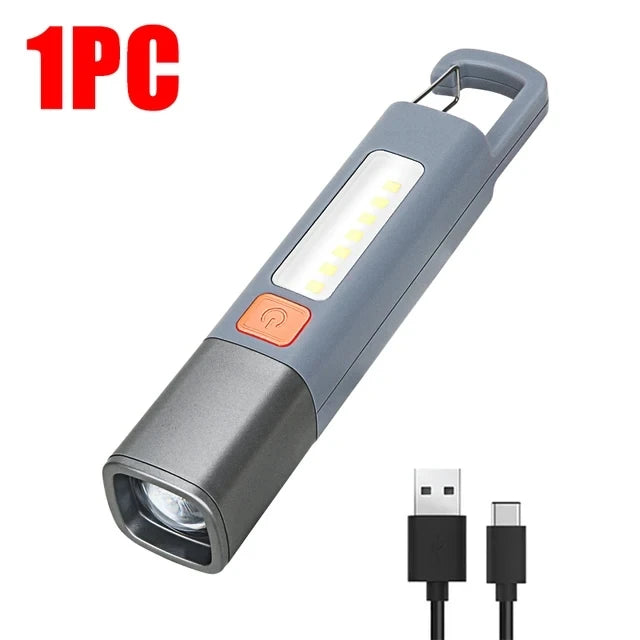 lampe torche gris rechargeable lumiere intense ip68 étanche réglable camping
