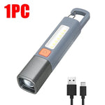 lampe torche gris rechargeable lumiere intense ip68 étanche réglable camping