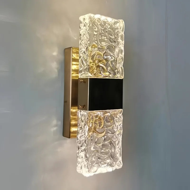 lampe murale moderne or noir transparent verre sculpté fixation murale led 90 260v 249