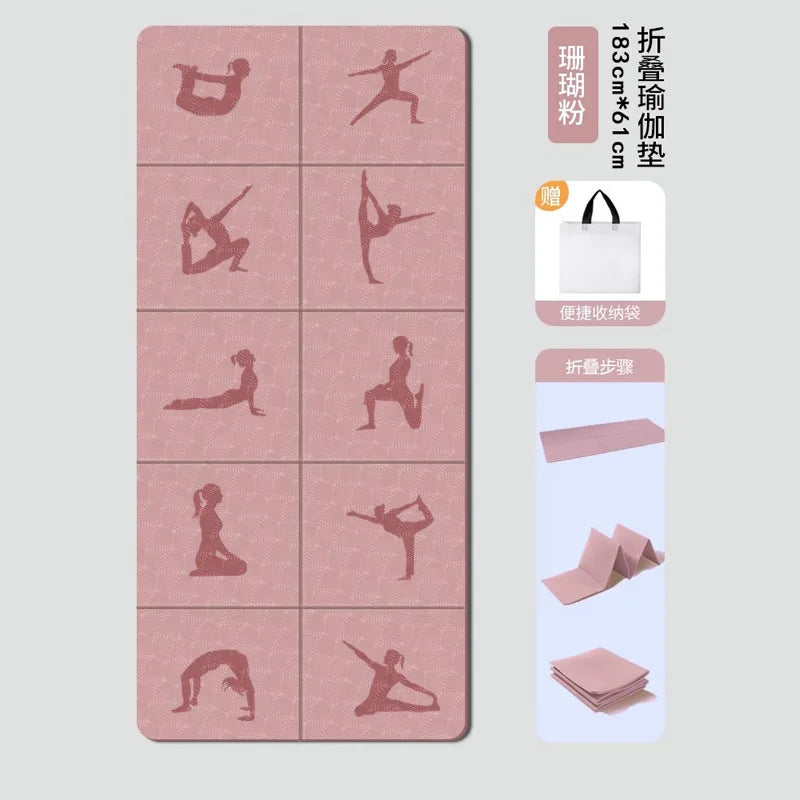 tapis yoga pliable rose corail motif géométrique moderne 80cm 183cm tpe FITNESS yoga maison