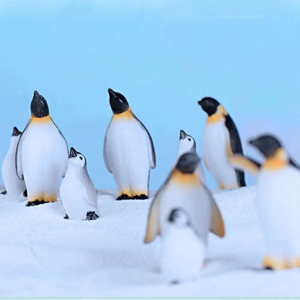 figurines animaux résine blanc noir jaune nautique pingouins phoque flocon neige détaillées maison jardinage