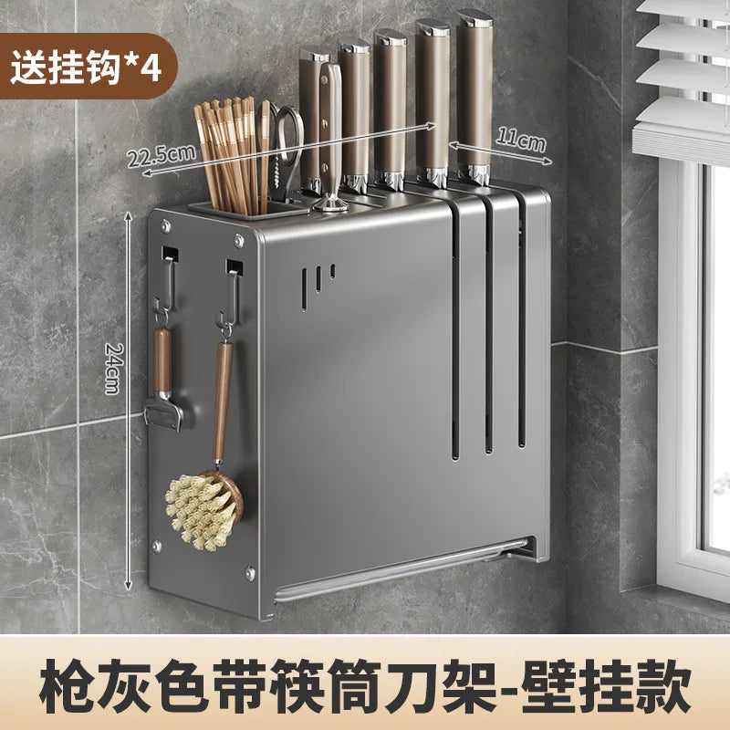 porte couteaux moderne bloc argenté fixe mur vis couteaux scie brosse étiquettes français