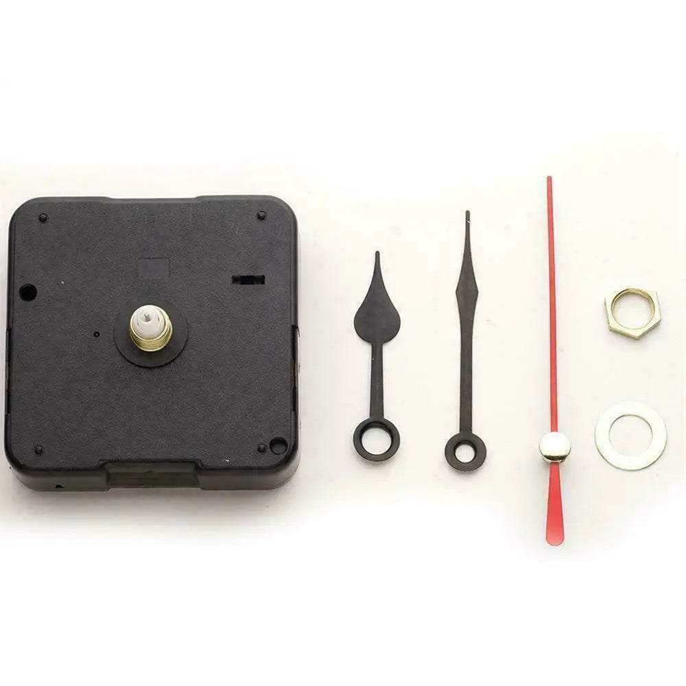 mouvement horloge murale kit industriel aiguilles secondes minutes heures rouges noires argentées dorées lisses