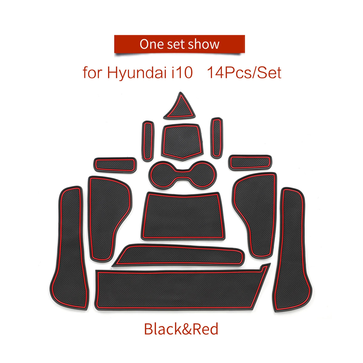 tapis sol voiture hyundai i10 noir rouge antidérapant moderne adhésif