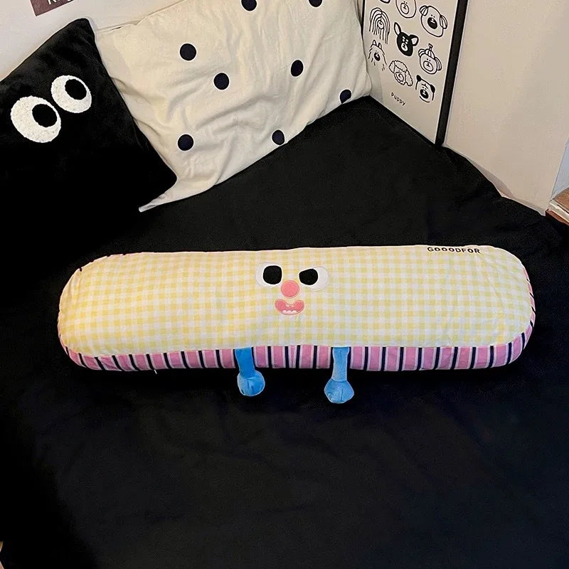 coussin mousse mémoire forme colonne moderne rose vert bleu jaune blanc carreaux animaux 85cm