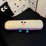 coussin mousse mémoire forme colonne moderne rose vert bleu jaune blanc carreaux animaux 85cm